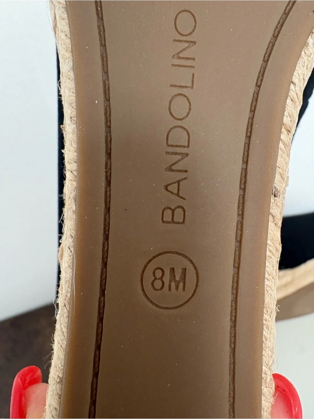 NEW Bandolino Nuri 7 Black Fabric Peep Toe Espadrille Wedge Pumps Women 8M